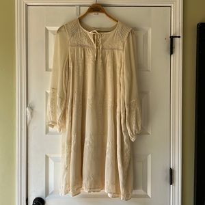 Anthropologie Cream Peasant Dress Women’s sz Large